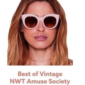 Amuse Society D’blanc Sunglasses Milky Blush Pink Retro Inspired Cat Eye Italian